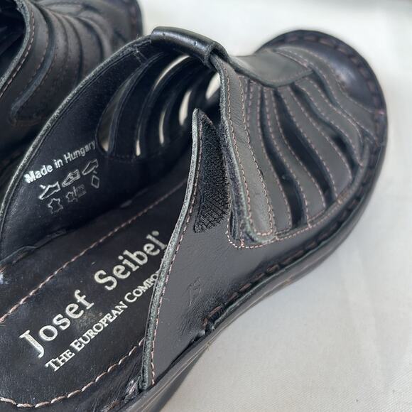 Josef Seibel Black Leather Strap Slip On Mules Hook and Loop Fastener SZ 5-5.5 - Picture 4 of 10